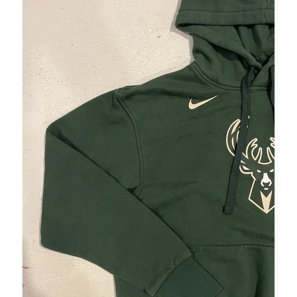 Nike Milwaukee Bucks Fleece Pullover Loose Fit Men's S Green Hoodie DN8636-323‎